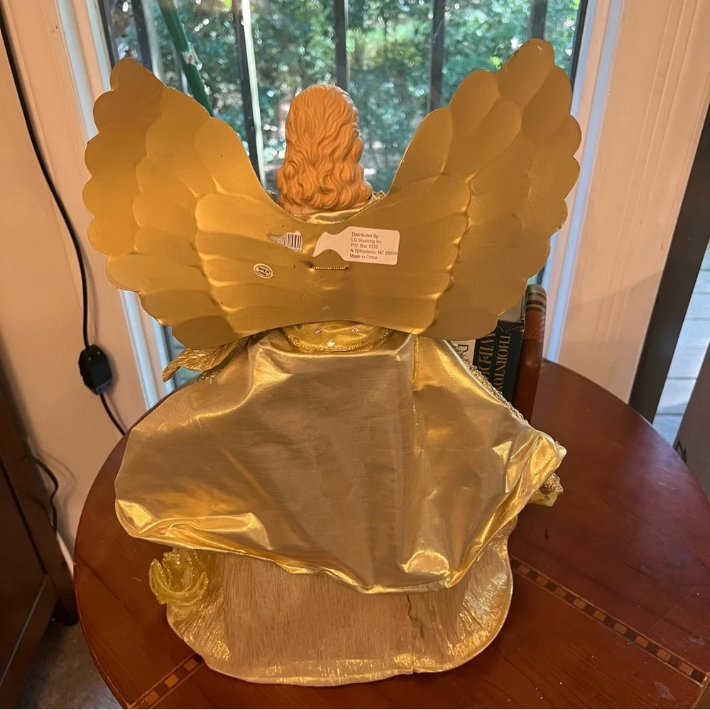 Angel Christmas Tree Topper 18” Big Holiday Time Golden Home Decor
